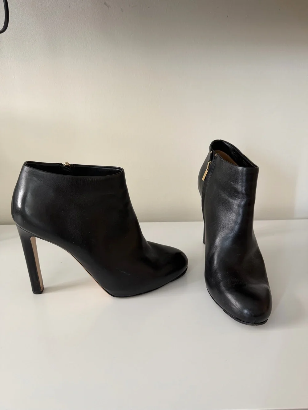 Salvatore Ferragamo Black Leather High-Heel Ankle Boots